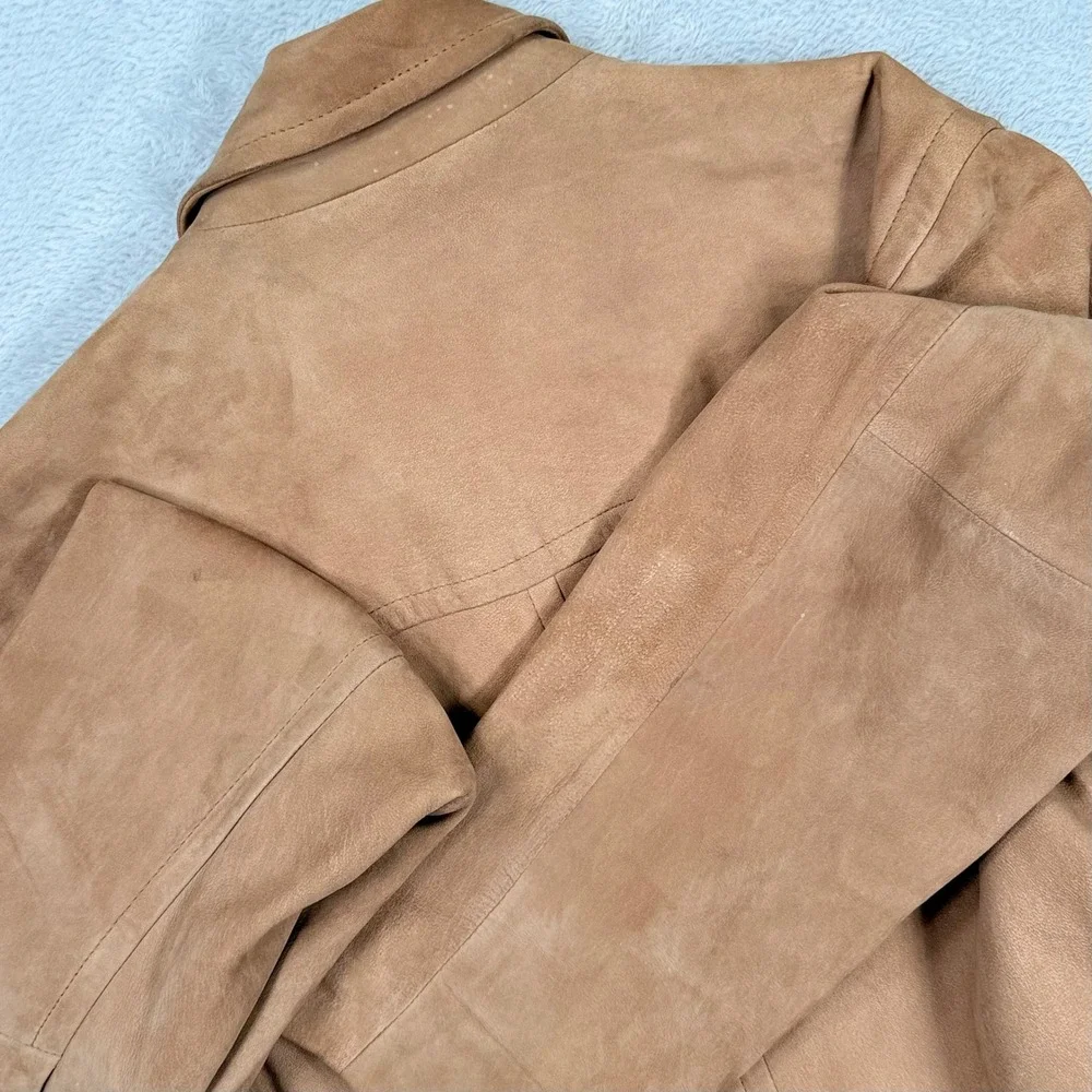 Vintage Banana Republic Suede Field Jacket Mens Small Tan Chore Coat Leather Y2K